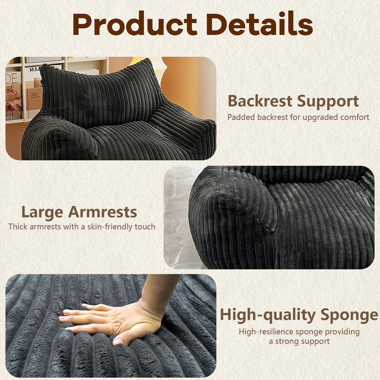 Reading Chair Bean Bag For Adults Cozy Living Room