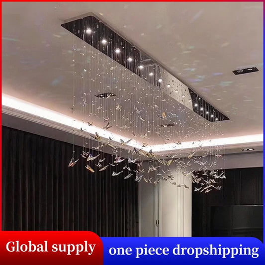 Crystal Butterfly Pendant Chandelier Kitchen Island Living Room