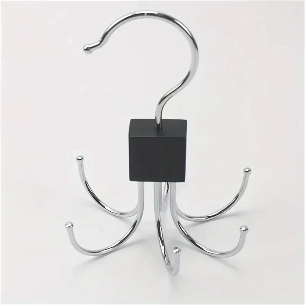 1/5pcs 360° Rotating Storage Hanger Hook Multi-Claw Bag Metal Belts Rack Wooden Organizer For Bras Ties Household Closet Acces