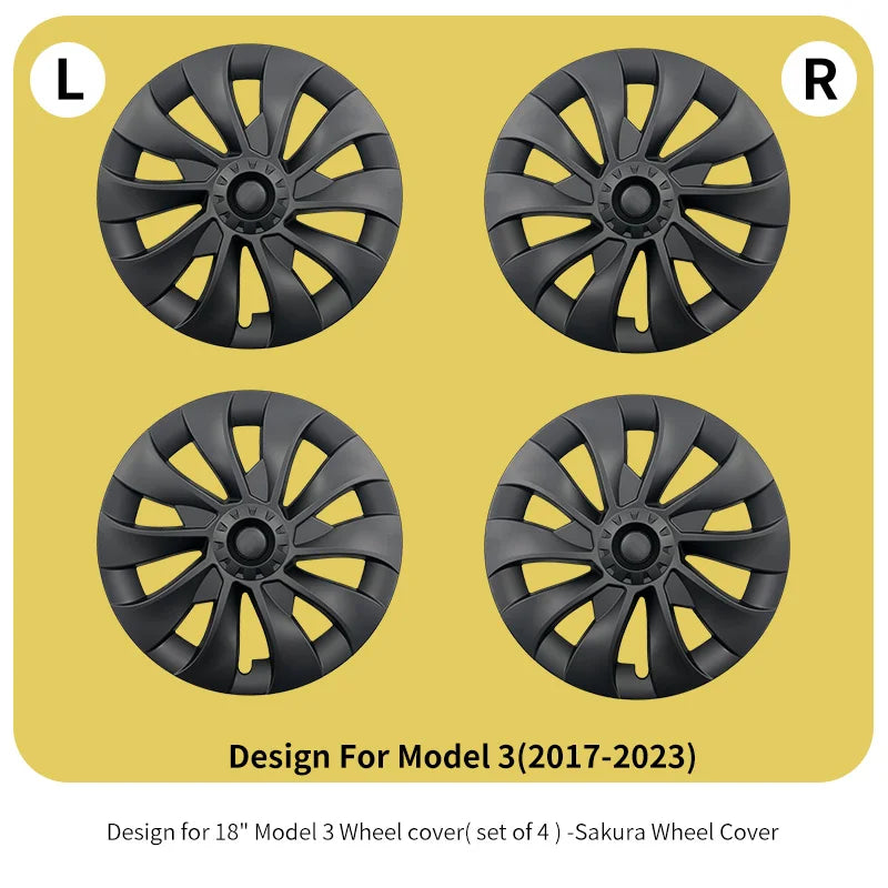 4PCS 18 Inch HubCap for Tesla Model 3 2017-2023 Arachnid Style Automobile Hubcap Replacement Wheels Cover Full Rim Accessorie