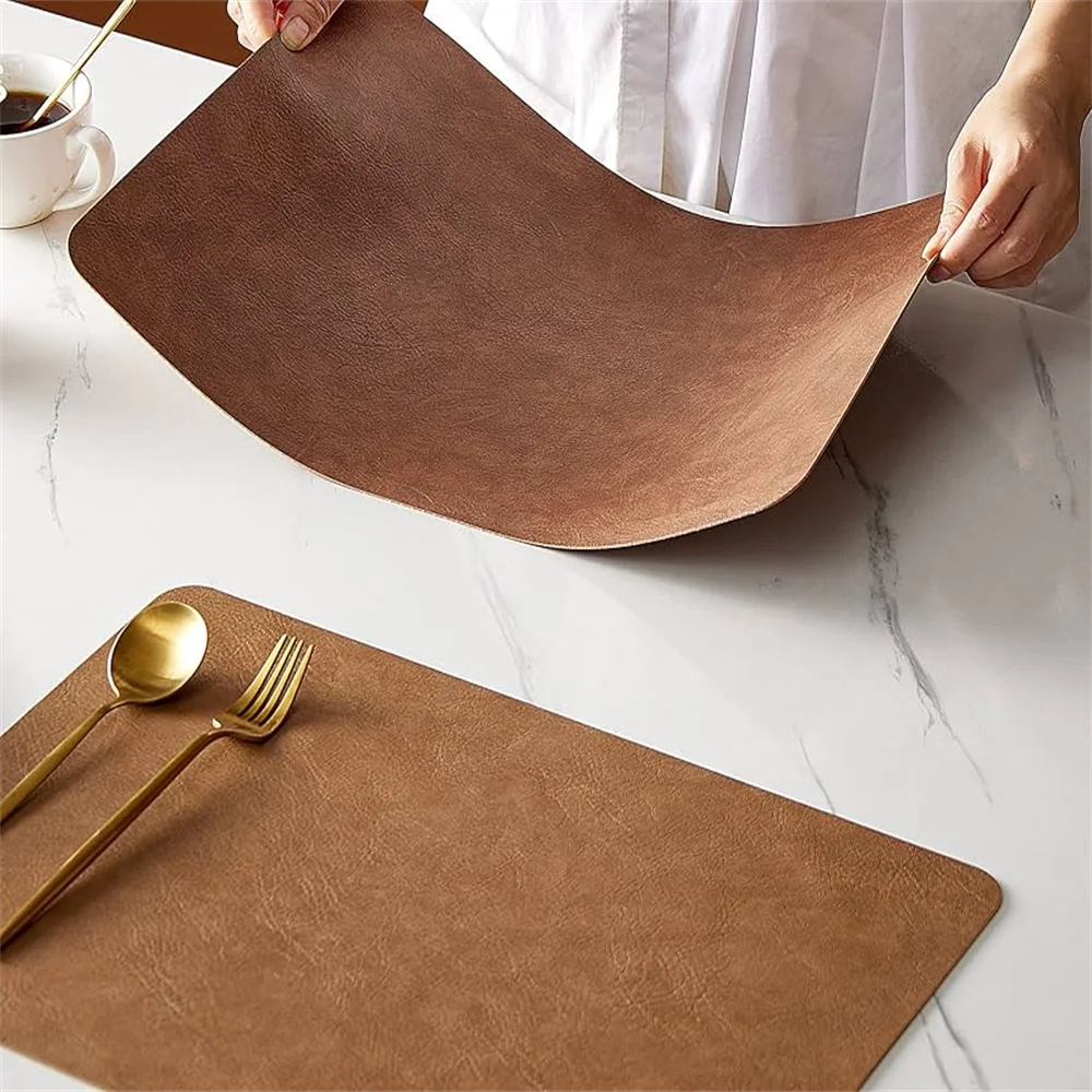 Faux Leather Heat Resistant Waterproof Double Sided Dining Placemats