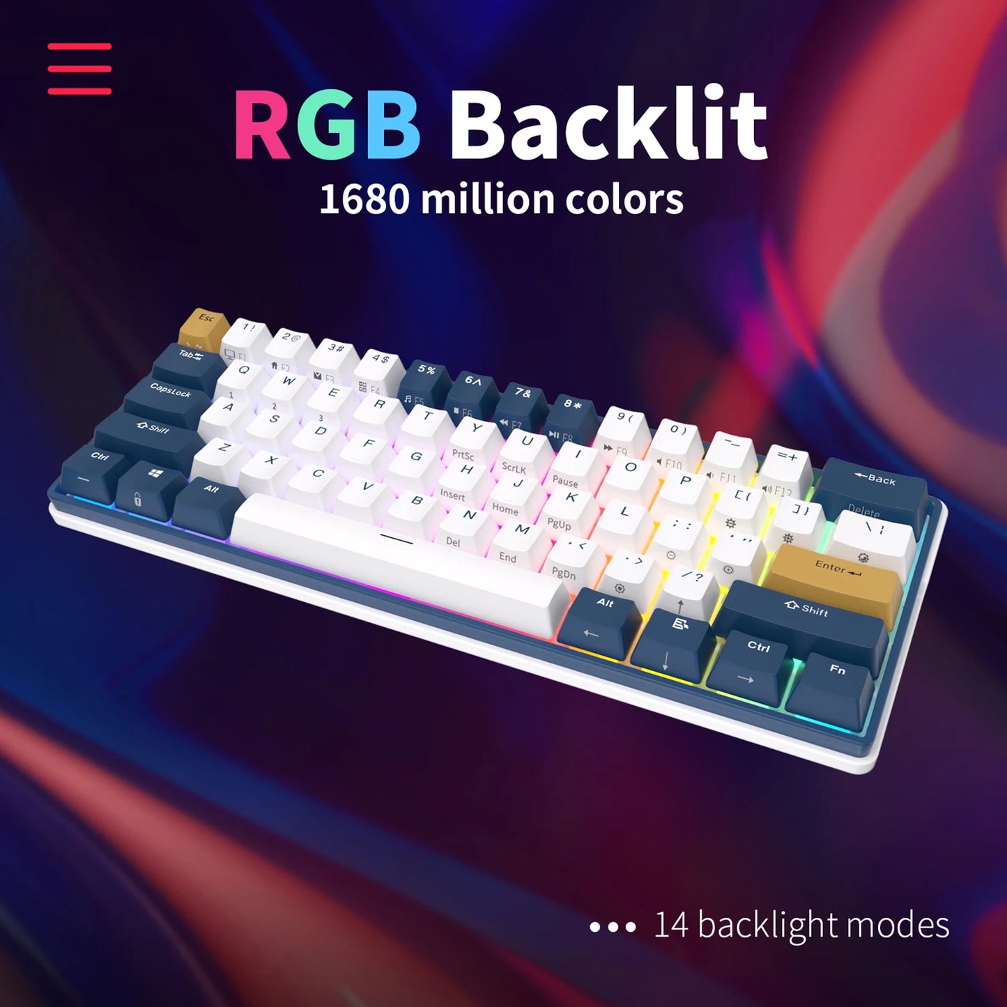 RK61 Plus ROYAL KLUDGE Tri-mode Mechanical Keyboard 2.4G Wireless Bluetooh RGB Backlit Gamer Keyboards 61 Key Mini Hot-swappable