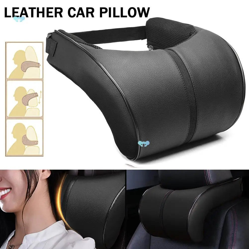 Adjustable Breathable Car Headrest Memory Cotton Car Cushion Leather Neck Pillow Car Waist Pad Automotive Decorative Products