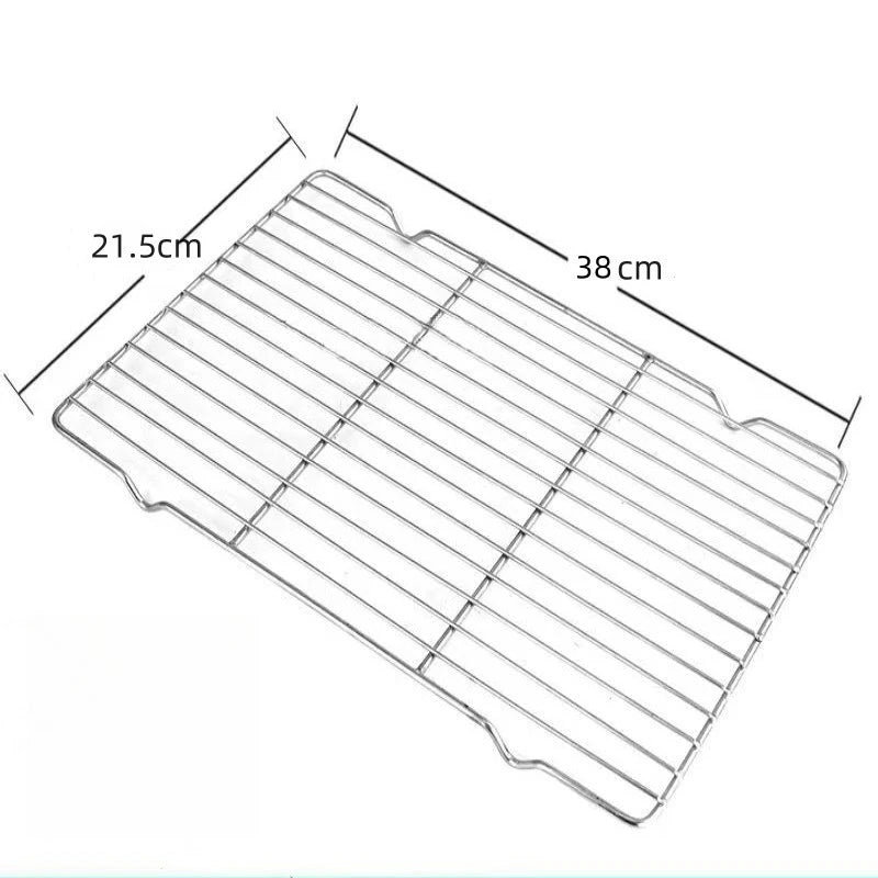 Stainless Steel Baking Tray Set with Grill 304 Stainless Steel Rectangular Cooling Rack Grilling Tools BBQ Safe Small Grill