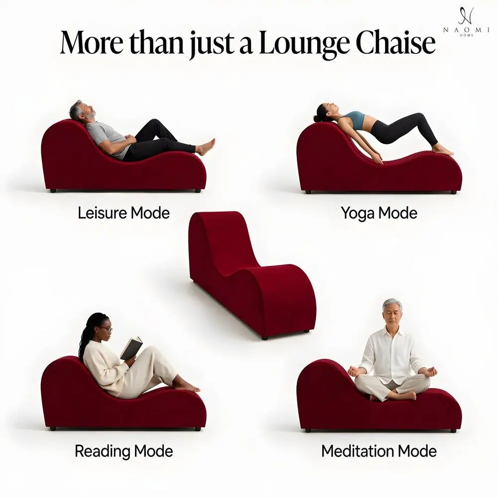 Yoga Chair for Adults Ergonomic Yoga Chaise Lounge Bench, Wood amp Metal Frame, 330 lb Capacity, Upholstered Microfiber Lounge