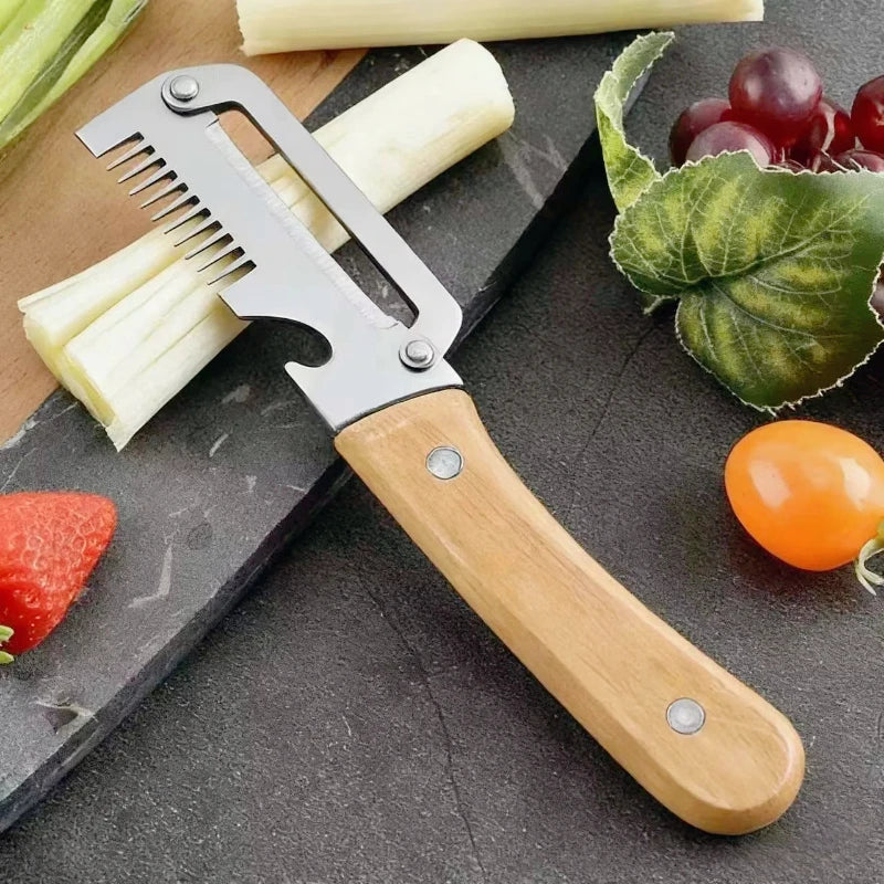 2026 New Paring Knife Ergonomic Wood Handle Knife Stainless Steel Vegetable Peeler with Wooden Handle 2-in-1 Fruit Potato Peeler