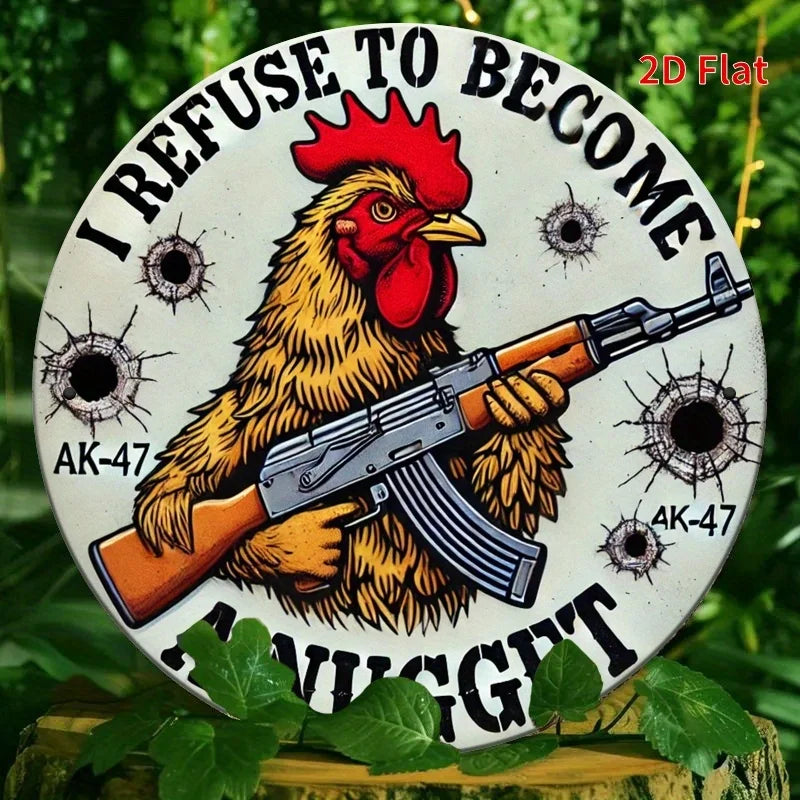 "Chicken Nugget" Metal Sign. 7.8x7.8 inch humorous design for home, office or coffee shop.
