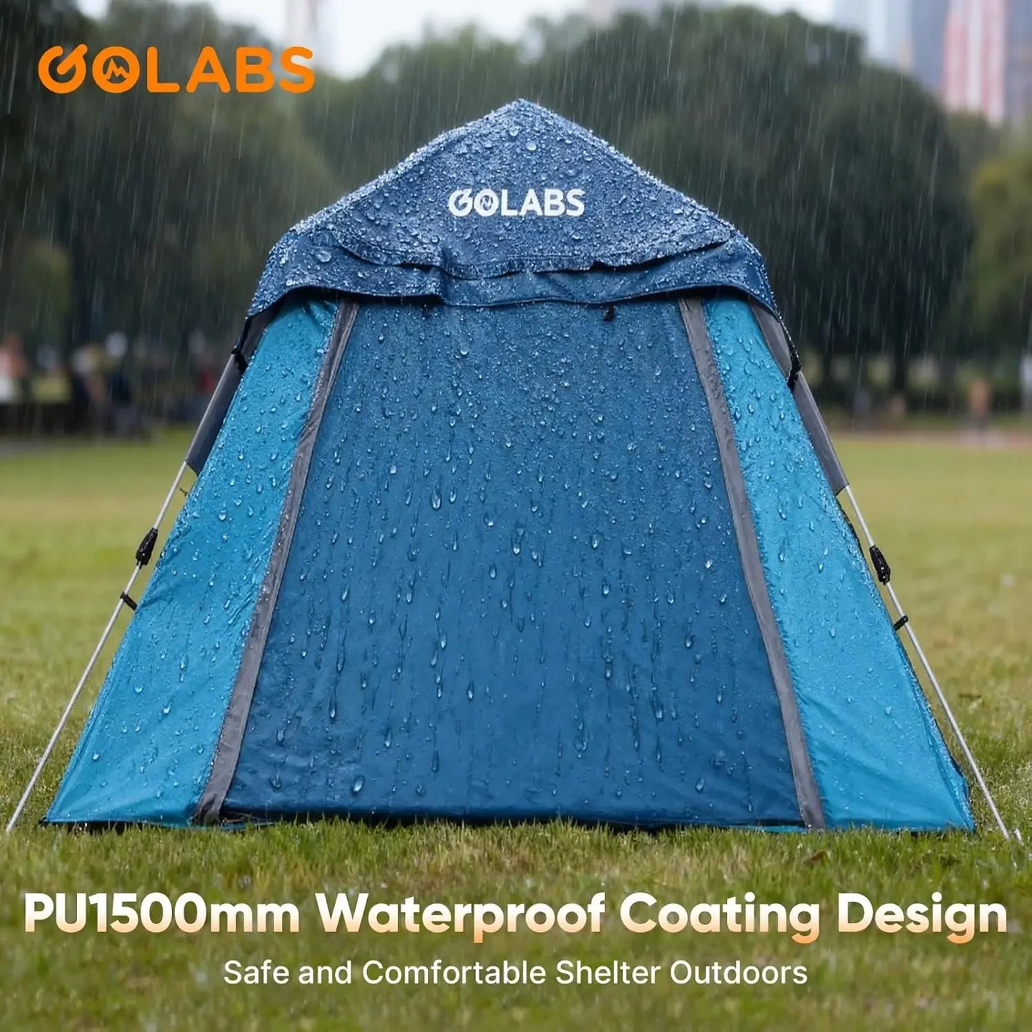 Pop Up Camping Tent for 2/3/4 Person, 1-Min Setup by Pre-Attached Pole, 4 Side Mesh& Door for View/Airflow, CT2 Instant Canopy Tent with PU1500mm Waterproof, for Outdoor/Camping/Music Festivals