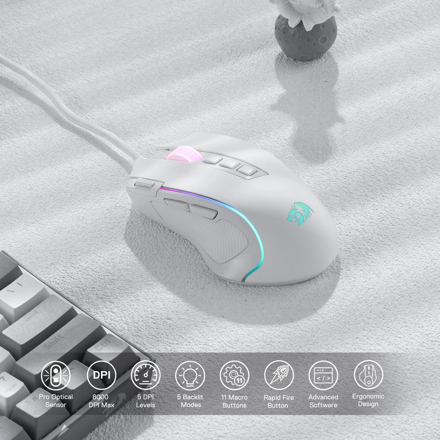 Redragon M612 Predator RGB Gaming Mouse 8000 DPI Wired