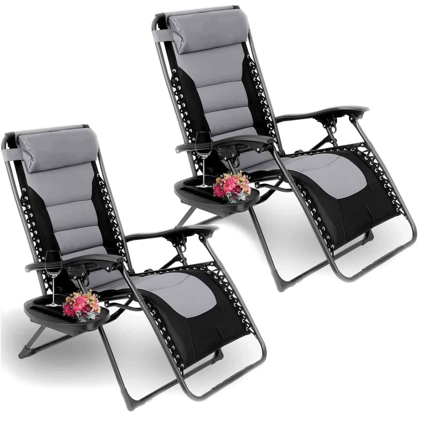 Zero Gravity Padded Folding Lounge Chair With Cup Holder