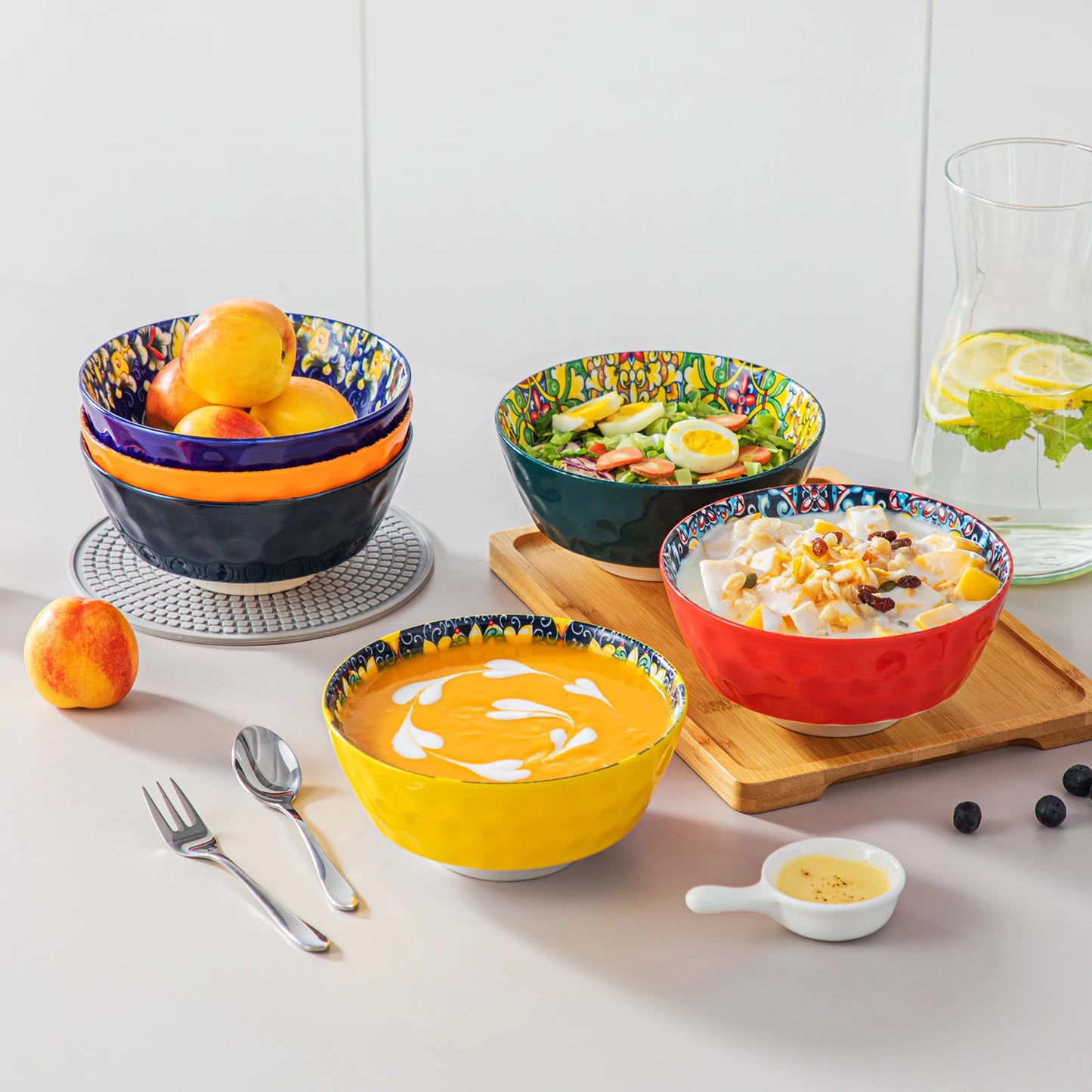Vancasso 12/16/18/24 Piece Ceramic Dinnerware Set Stoneware Bohemian Style with Dinner/Dessert Plate/Cereal/Pasta Bowl For 6