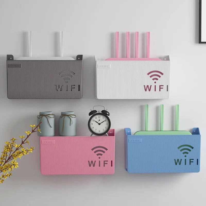 1PC Wall Hanging Wireless Wifi Router Shelf Storage Box ABS Plastic Organizer Box Cable Power Bracket Organizer Box Home Decor