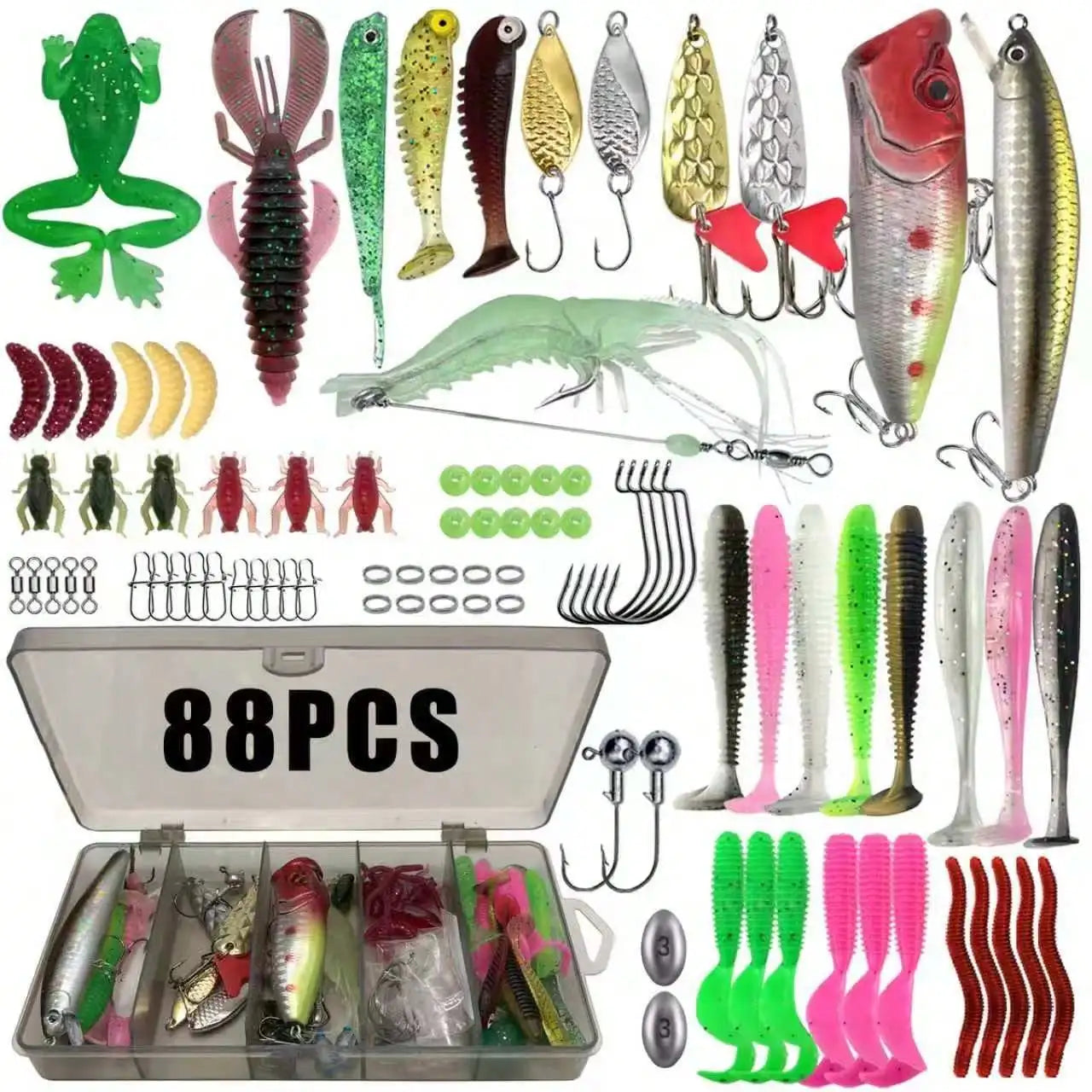366/149/136/88/86pcs Trout/Perch/Bass Multi-Bait Fishing Tackle Set, Multi-Layer Fishing Gear Professional Equipment Tackle Box, Suitable For All Water Layers, Can Be Used In Freshwater And Saltwater.