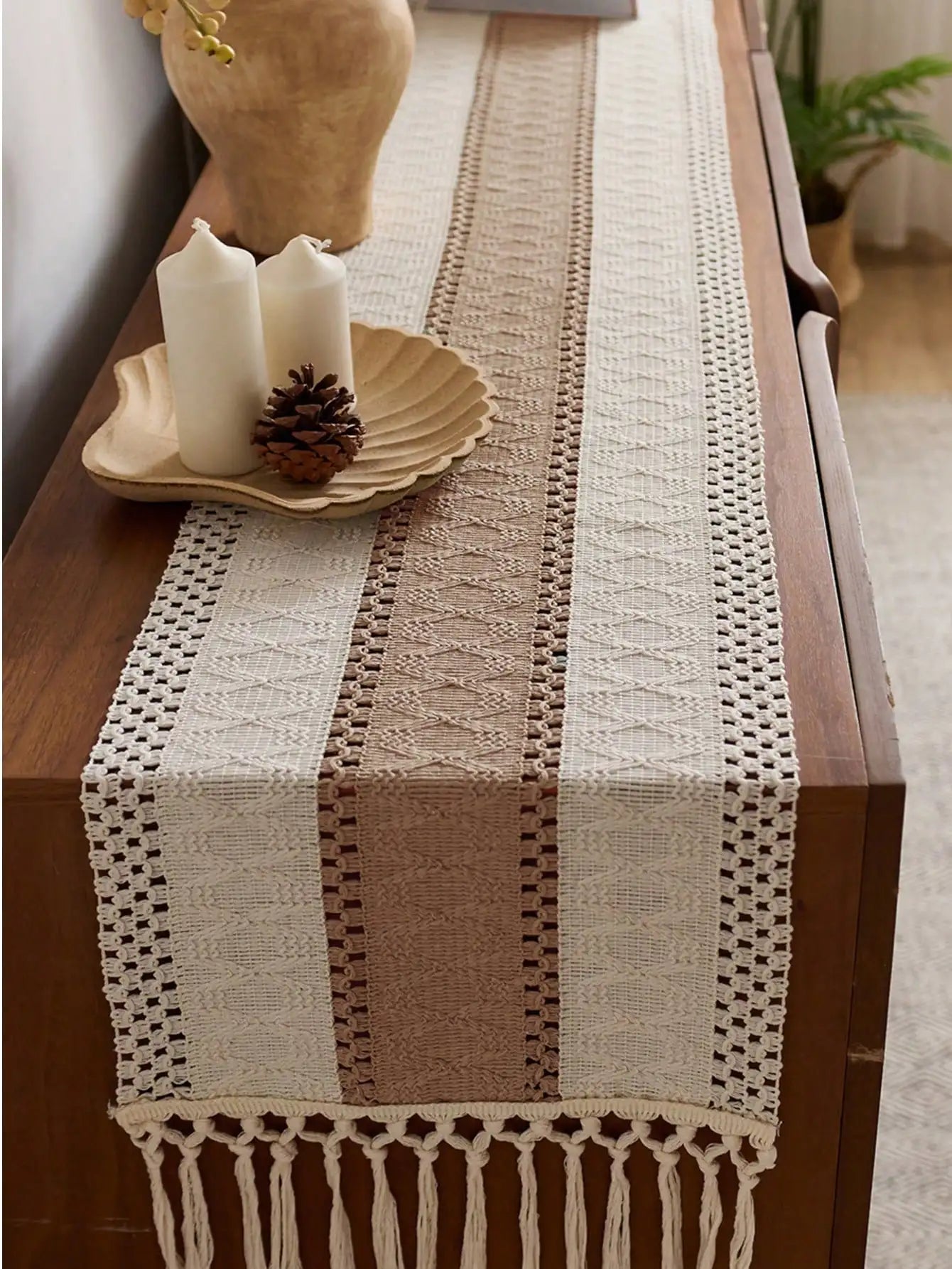 Contemporary Bohemian Rustic Table Runner For Home Decor