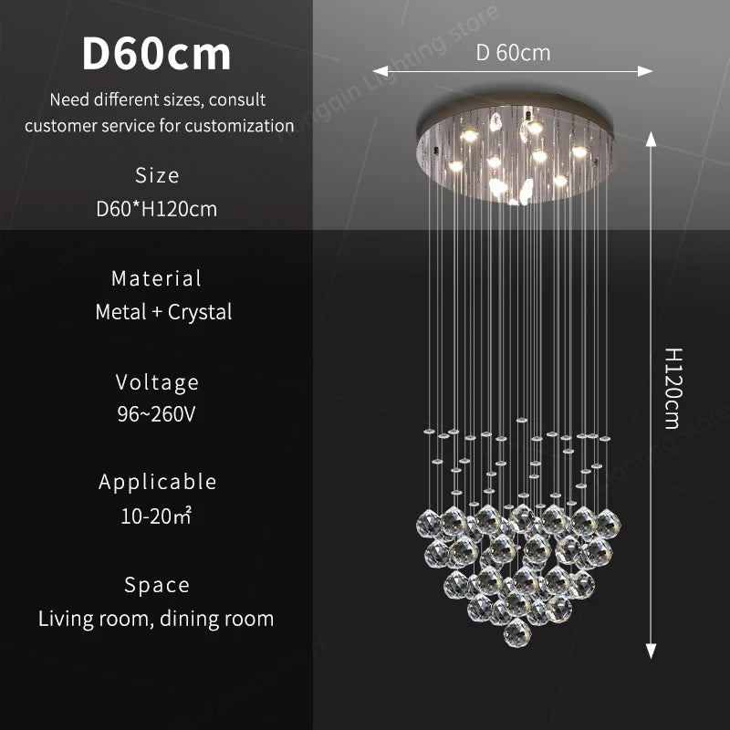 Modern Crystal Pendant Lights For Living Room And Kitchen