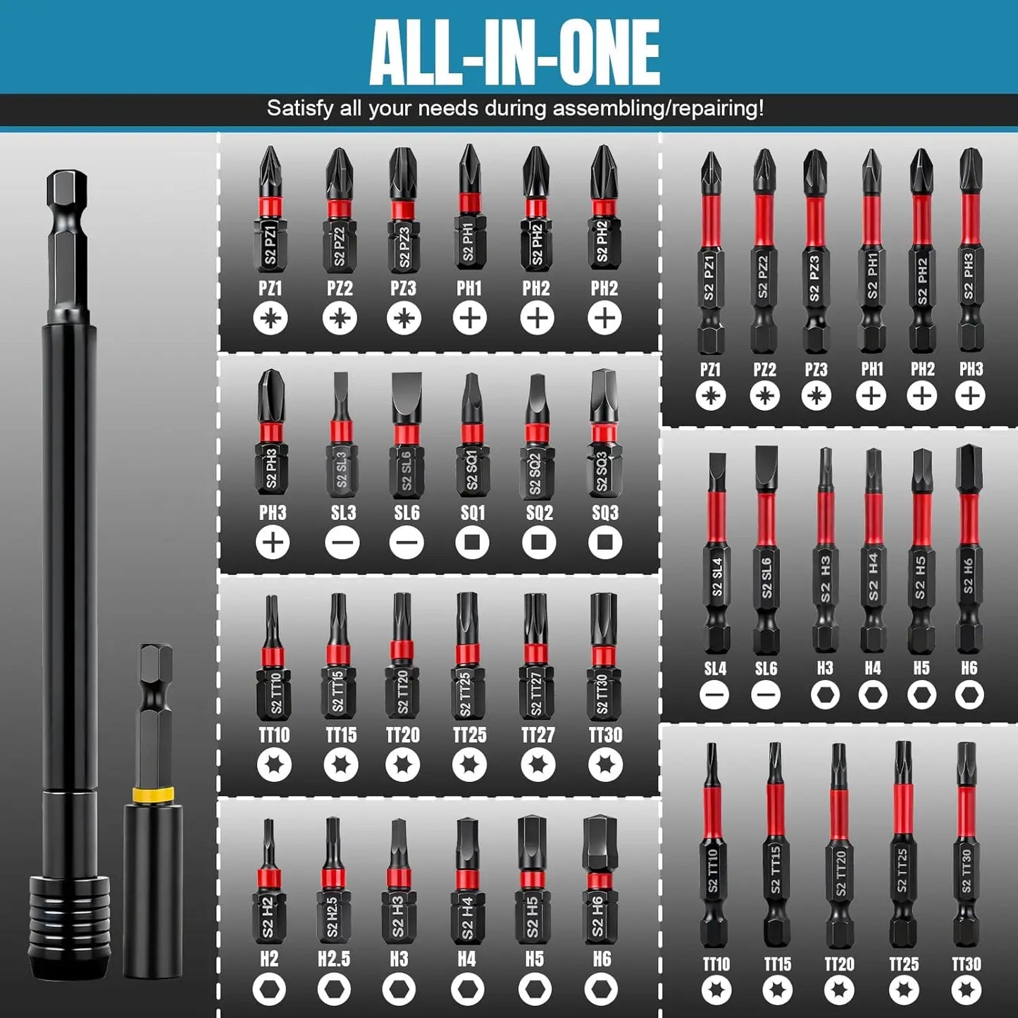 80-Piece Magnetic Impact Nut Driver Set with Metric & SAE Sockets, Adapters, and Storage Box