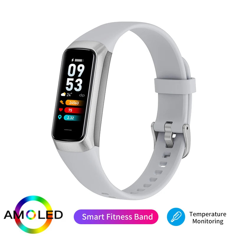 LIGE Amoled Smart Watch Band Women Heart Rate Blood Waterproof Fitness Tracker