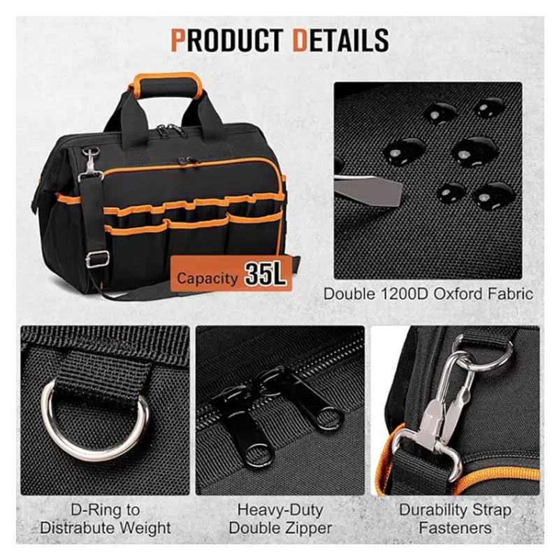 DGEV Tool Tote, Tool Bag Organizer, Electrician Tool Bag,  Tool Bag, Tool Caddy, Tool Bags for Electricians