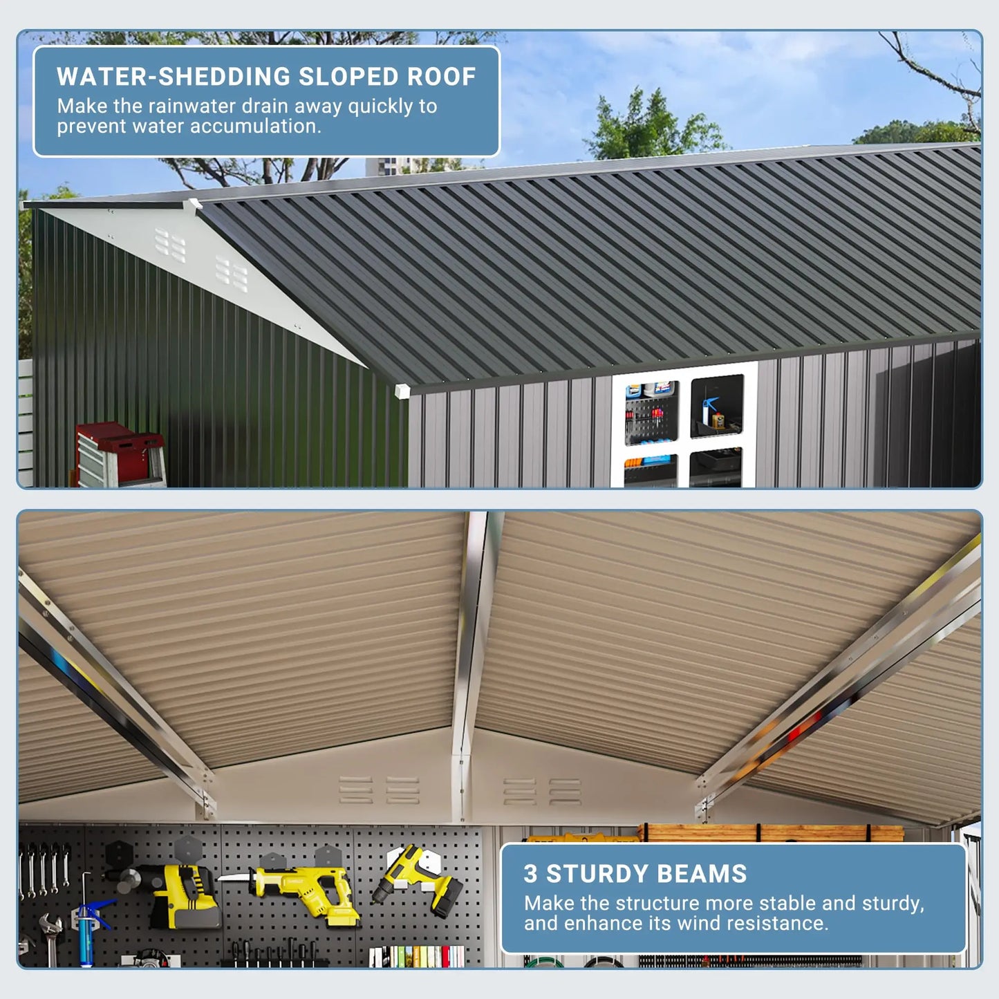 VIWAT Outdoor Heavy Duty Metal Storage Shed With Window