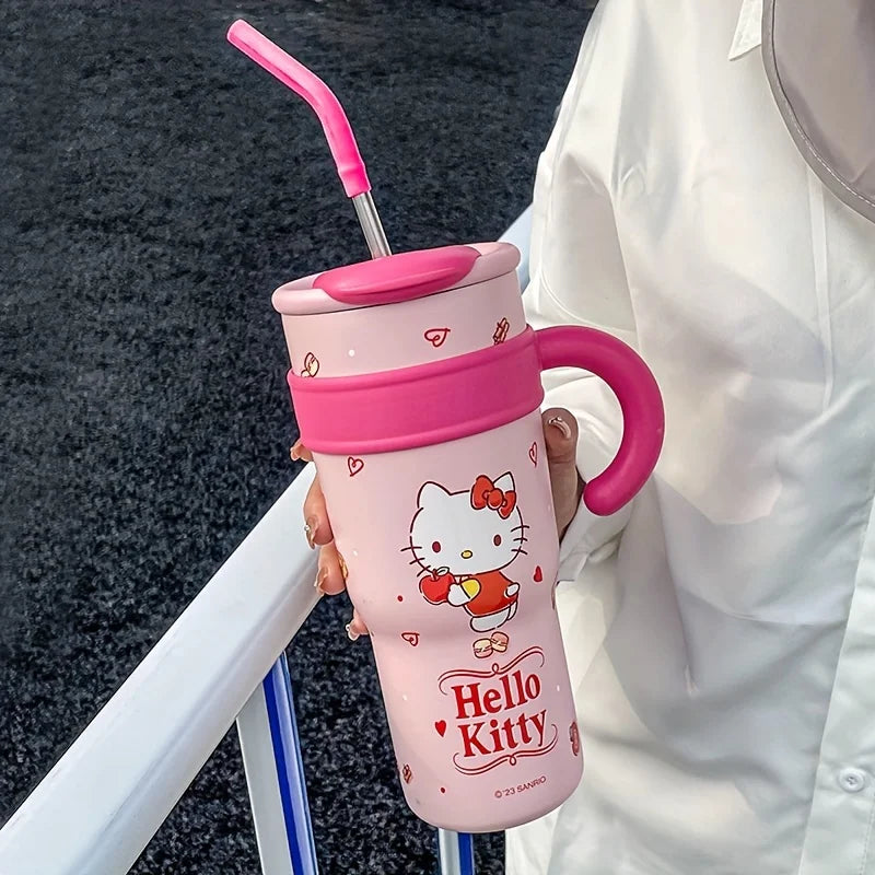 1Pc Hellokitty Thermos Cup, High-Looking Water Cup, 700ml 1200ml, Valentine's Day Gift, Car Cup, Portable Coffee Cup, Large Capacity