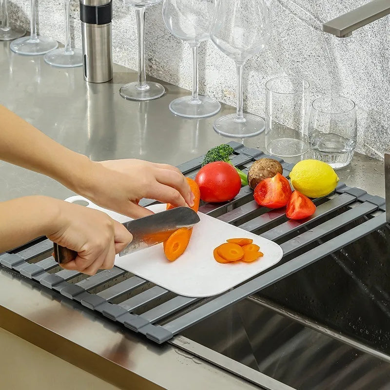 Space Saving Foldable Sink Dish Drying Rack For Kitchen