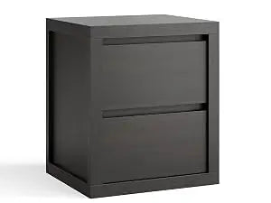 Set of 2 Wooden Nightstands With 2 Handle-Free Storage Drawers, Thickened Bedside End Side Table For Bedroom Black Finish