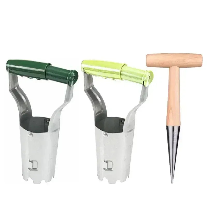 Stainless Steel Seeder Excavator Horticultural Wood Handle Hole Drilling Seedling Transplanting Flower Planting Seedling Planter