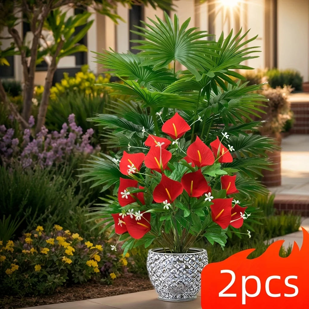 Elegant Artificial Calla Lily Palm Tree Duo For Home