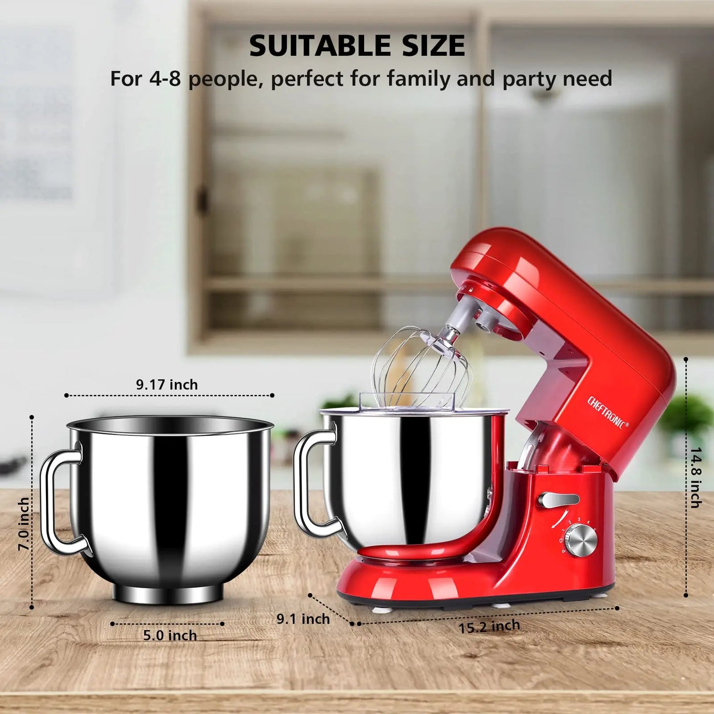 Cheftronic Stand Mixer With Tilt Head And Attachments