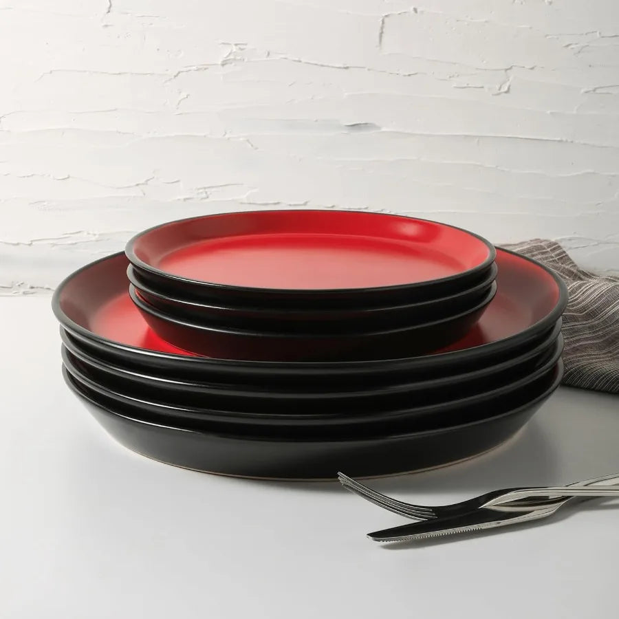 Stoneware Dinnerware Set for Eight Plates and Bowls