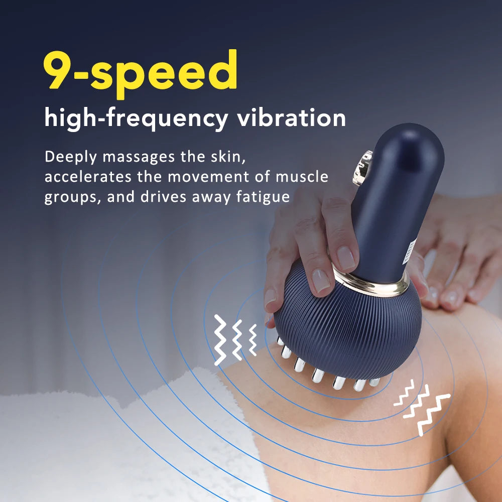 Wlireless Eletric Heated Meridian Brush Massage Lymphatic Drainage Machine Heating Microcurrent Anti Cellulite Body Back Massage