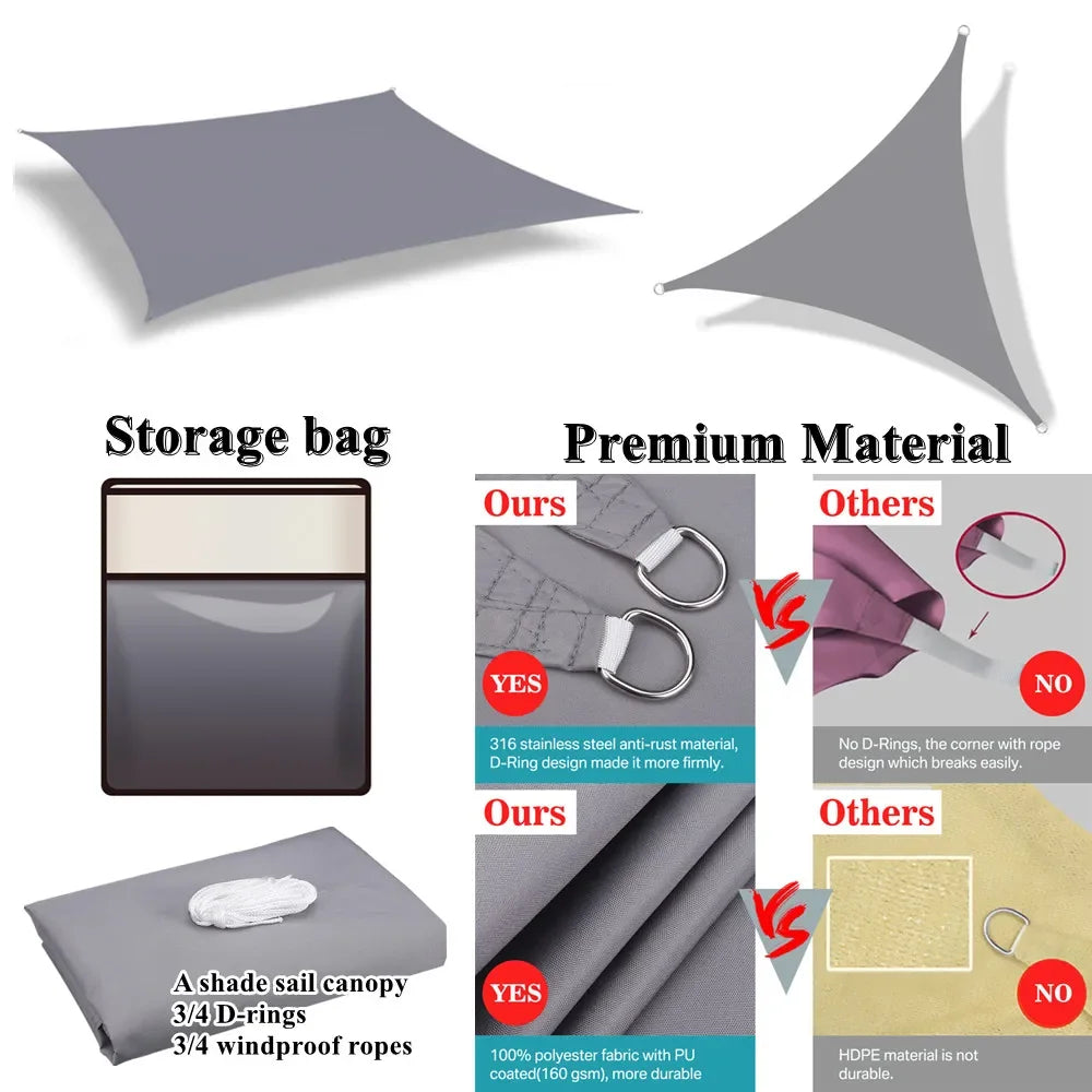 5x4M/4x6M Waterproof Large Sun Shelter Sunshade Protection Outdoor Canopy Garden Patio Pool Shade Sail Awning Camping Shade Net