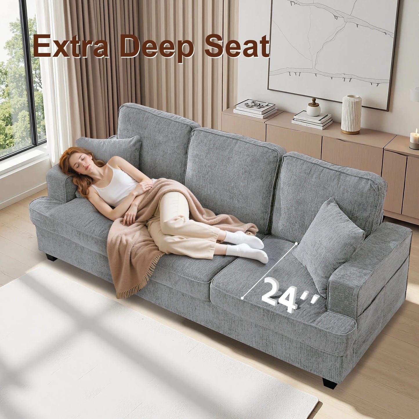 Premium Cloud Chenille Sofa For Elegant Living Room Style
