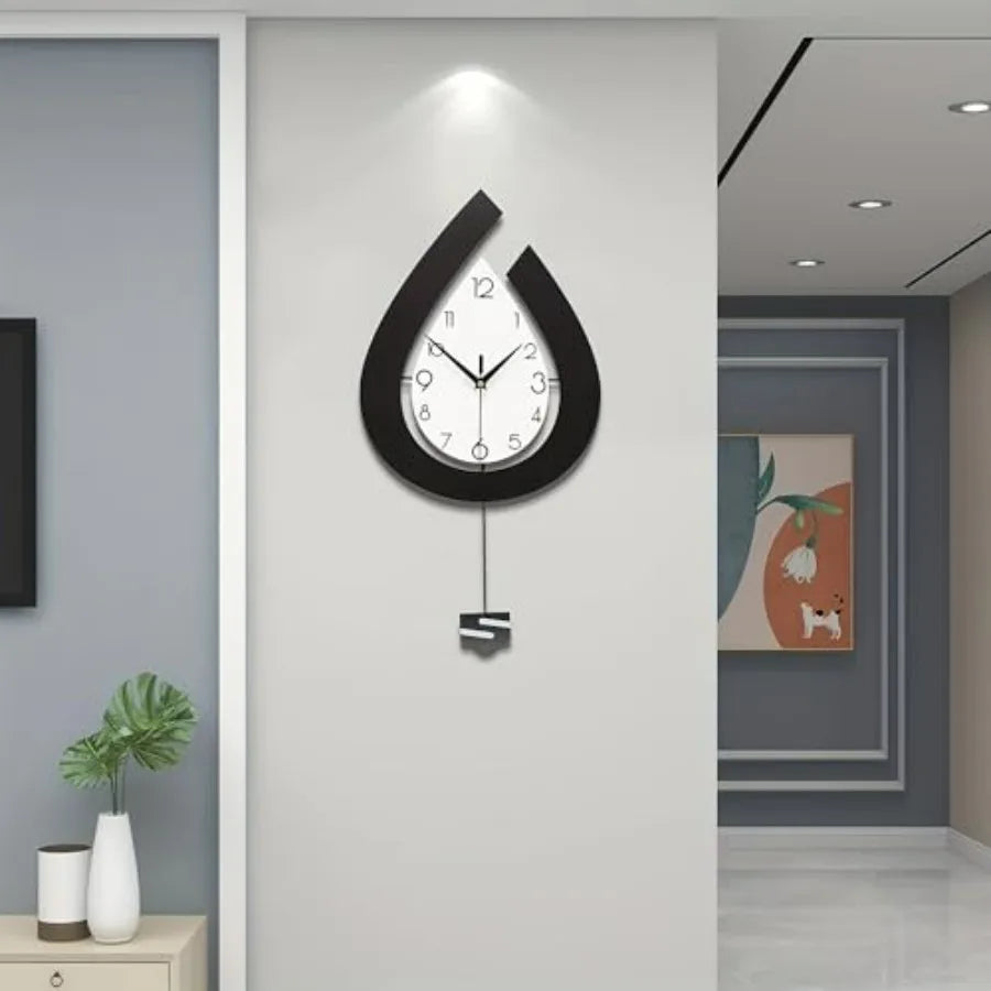 Large Wall Clock for Living Room Decor Big Pendulum Modern Wall Clock Silent Non Ticking Battery Operated 28.7 Inch Clock for K