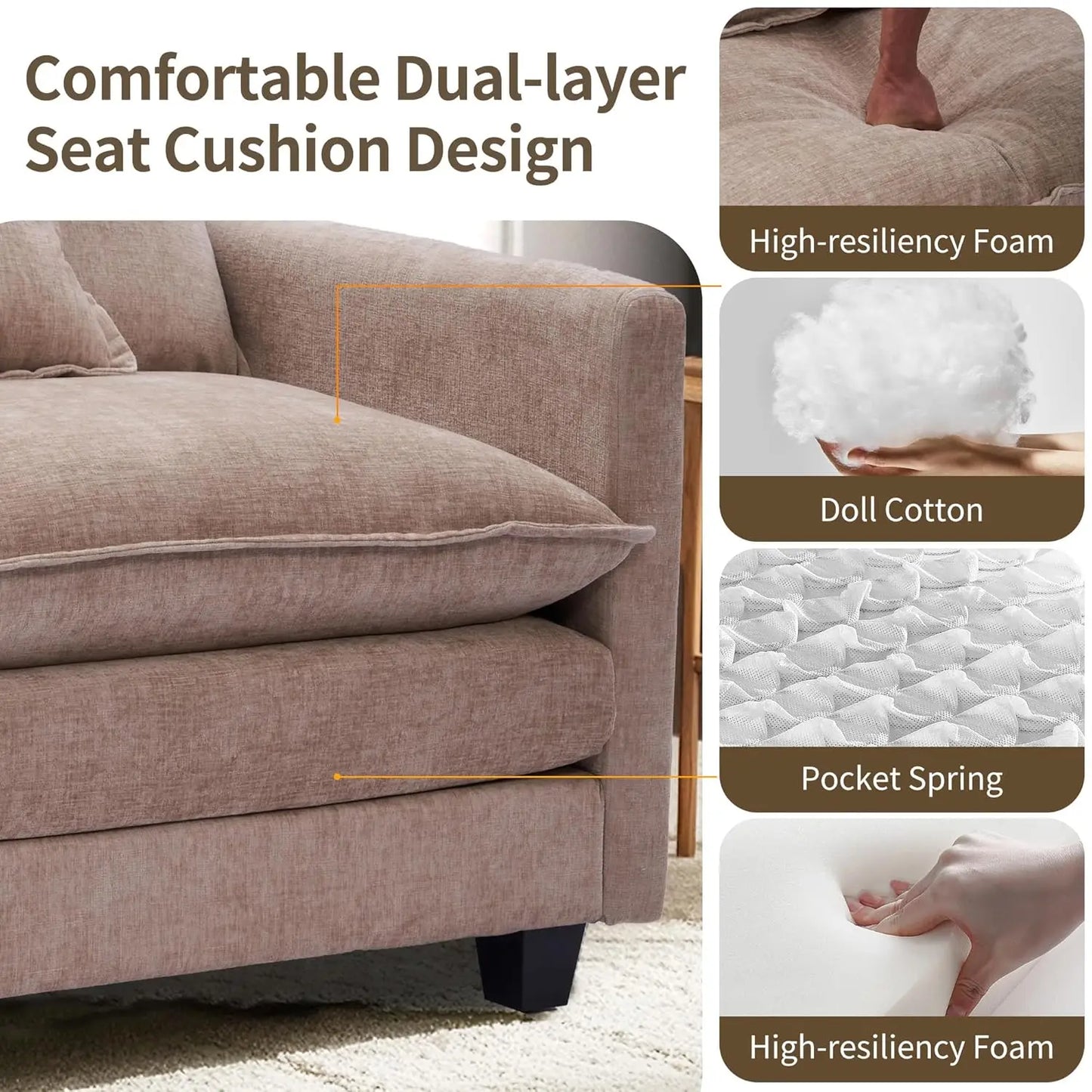 40" Chenille Lounge Chair, Modern Couch Cozy Sofa Bed, Upholstered Living Room Single Sofa Accent Chair, Customized