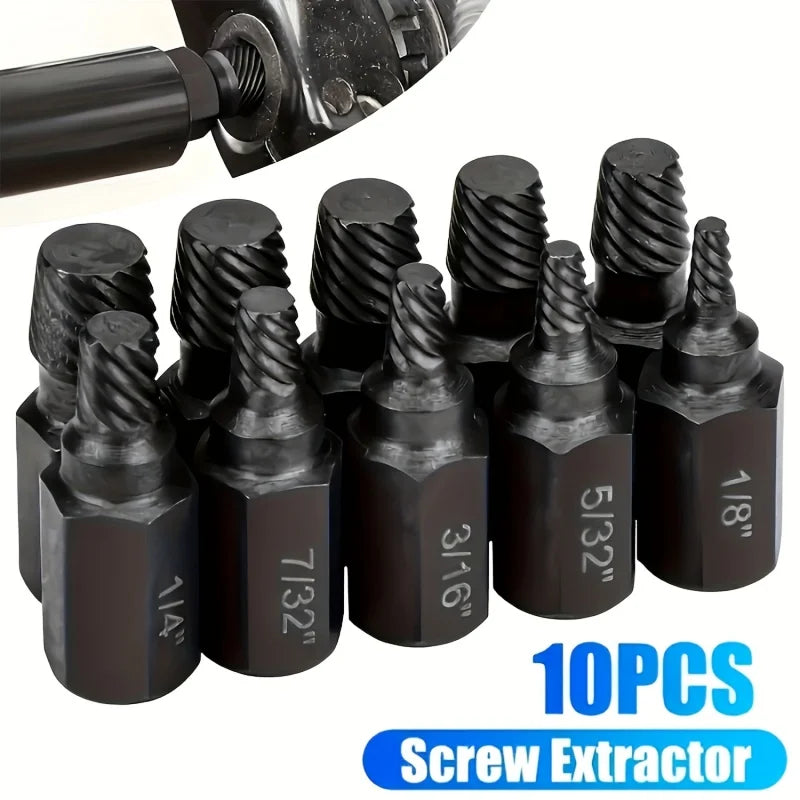 10Pc Damaged Screw Extractor Drill Bit Set Hex Head Easy Out Bolt Extractor Spiral Broken Screw Remover Tool For Nuts Bolts