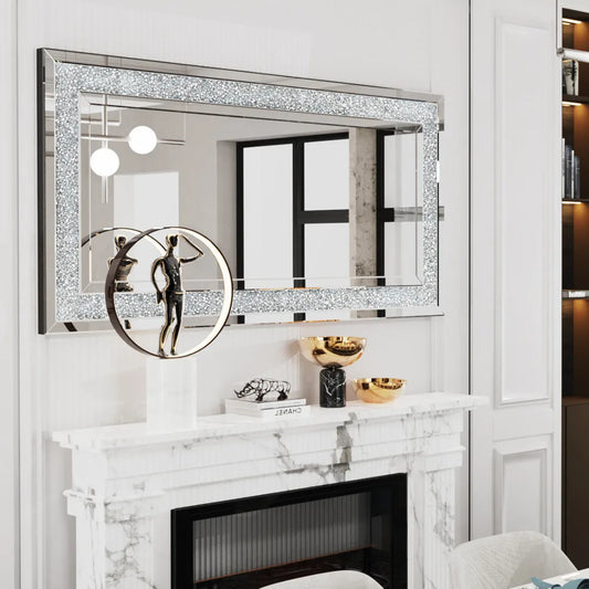 XXXL Large Charming Diamond Decorative Wall Mirror Crushed Crystal