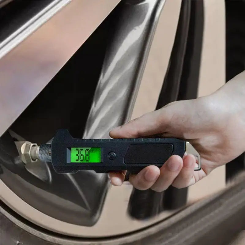Digital Tire Pressure Gauge 230 PSI 4 Settings Heavy Duty Non-Slip For Car Truck Moto Bicycle With Larger Backlit LCD Flashlight