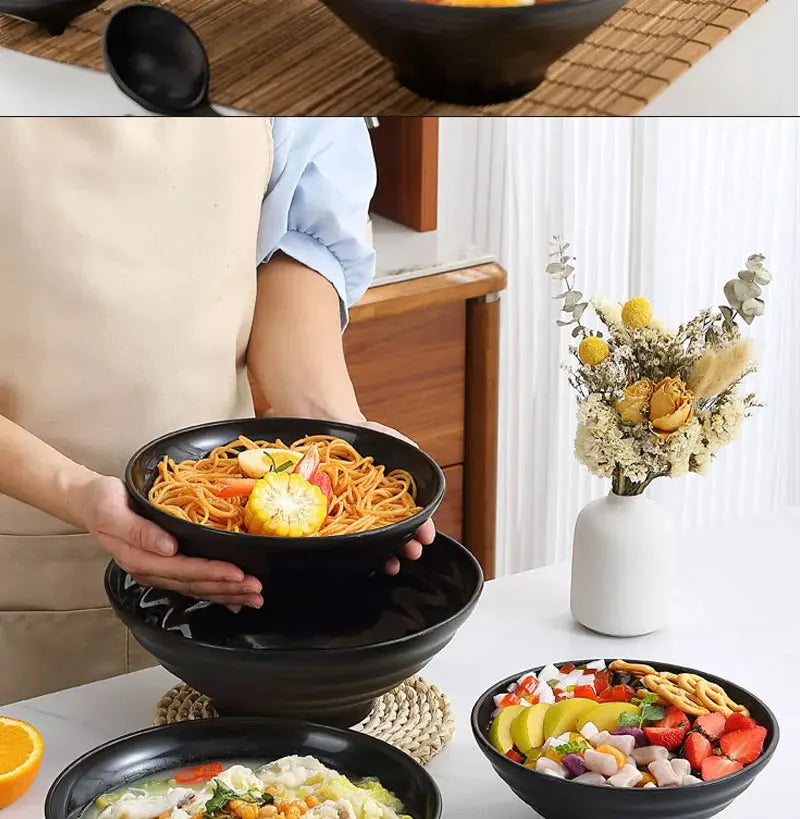 Frosted Melamine Ramen Bowl Imitation Porcelain Large Noodle High Temperature Resistance Bowl Salad Soup Bowl Fast FoodTableware