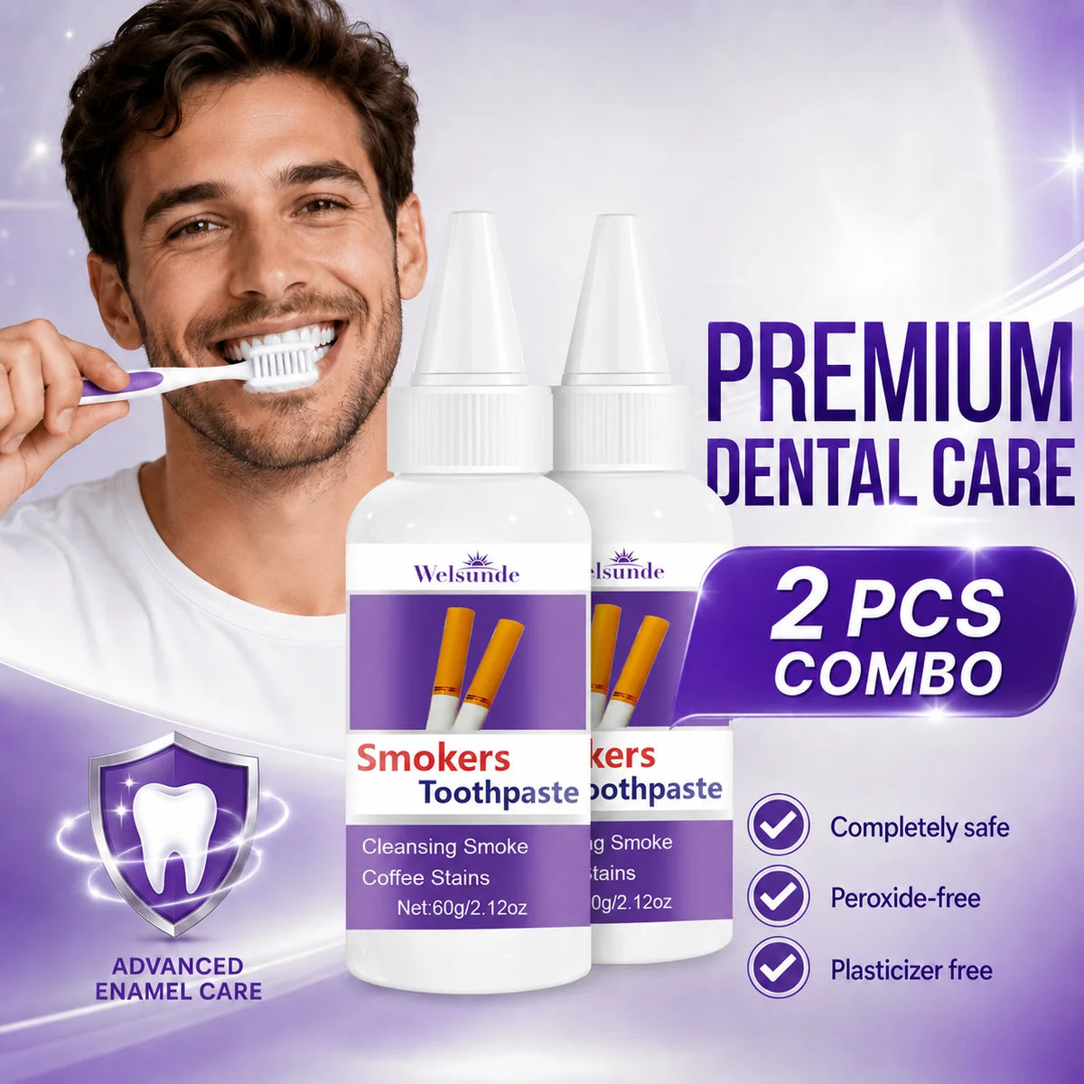 2 Packs Whitening teeth Toothpaste,Gently Reduce Smoke & Coffee Stains,Toothpaste for Deep Cleaning & Brighter Smile, Purple Remineralizing Hydroxyapatite Toothpaste, with Minty Fresh Breath, Gentle on Gums, Ideal Oral Hygien