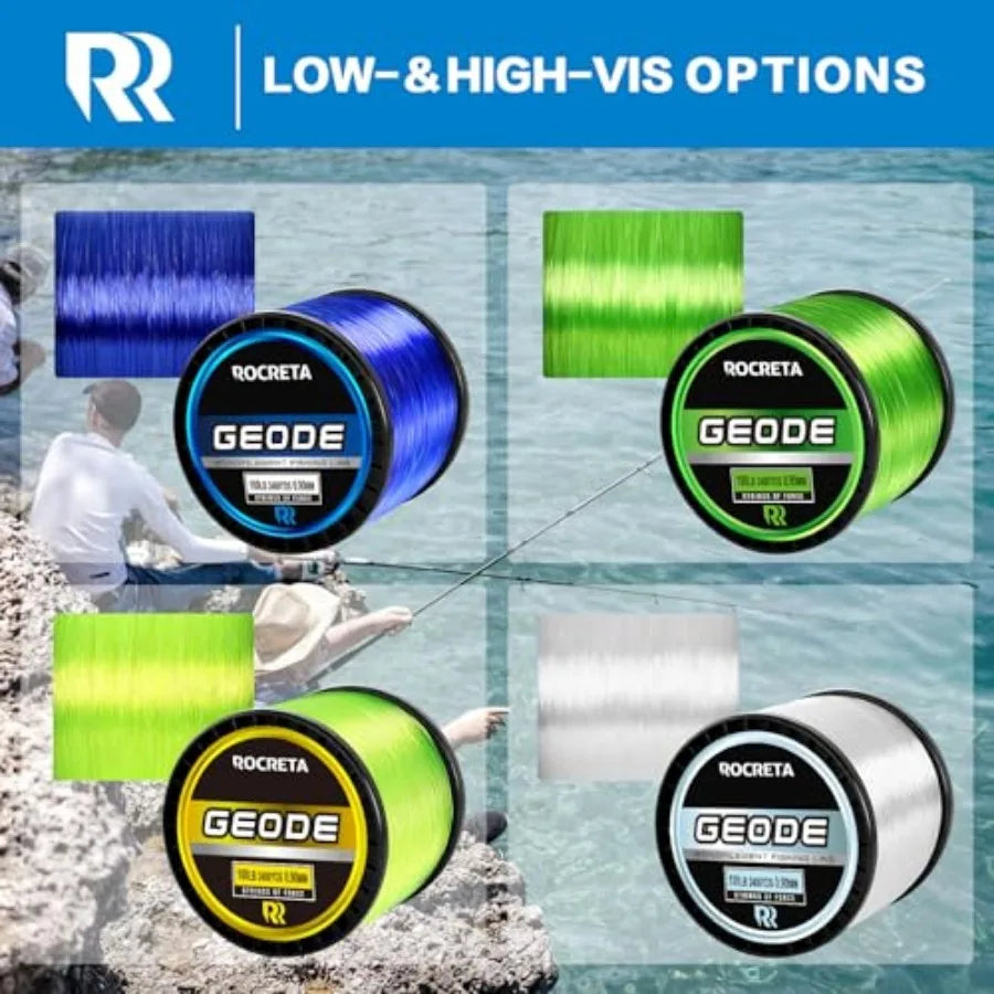 Geode Monofilament Fishing Line - Premium Resistant Nylon Mono Fishing Line 3-100lb - Superior Freshwater and Saltwater Mono Le
