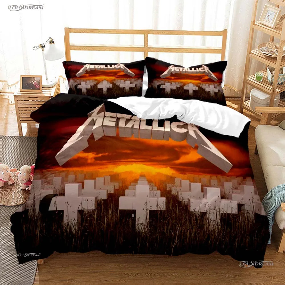 Heavy Metal Music Casal All Season Duvet Cover Comforter Bedding Sets Soft Quilt Cover and Pillowcases Single/Double/Queen/King
