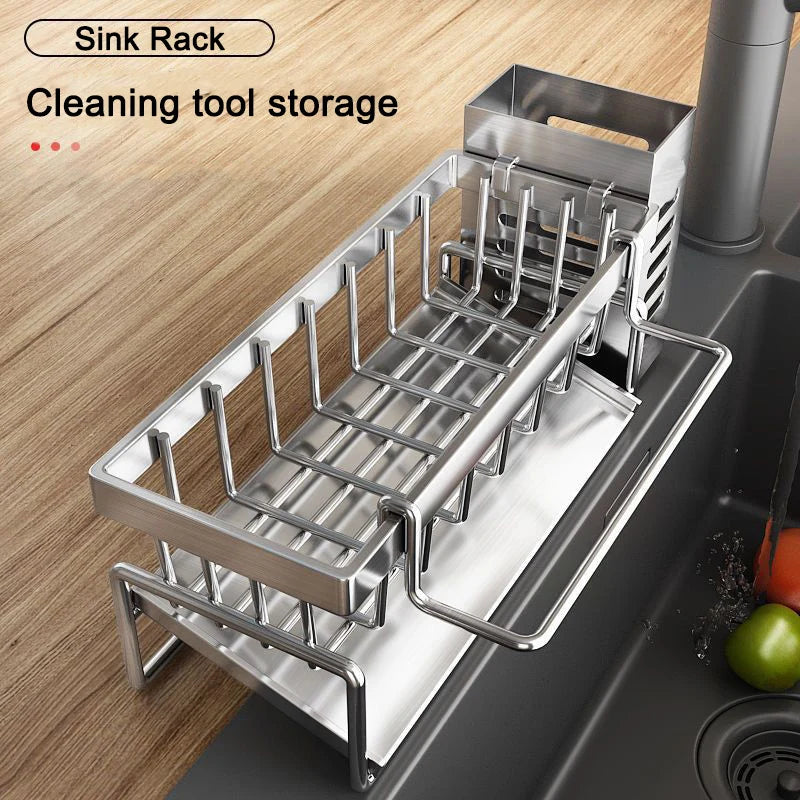 Stainless Steel Sink Organizer Rack For Sponges And Tools