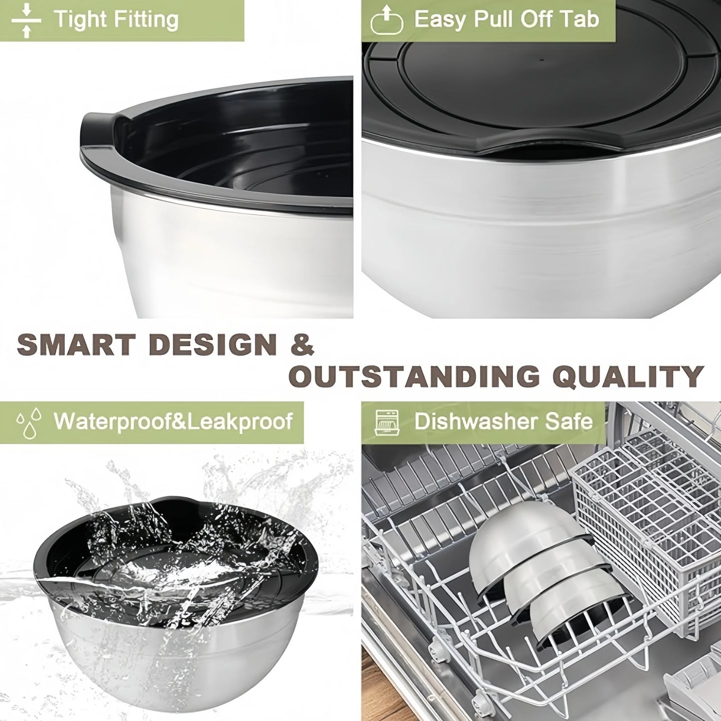 7PC Food Grade Stainless Steel Mixing Bowls Set,Kitchen Bowl, Salad Bowl, Metal Mixing Bowl,Nesting Stackable Deep Basin with Sealed Lid,BPA Free Dishwasher Safe for Cooking Prep,Fruit Washing, Marinating, Salad Making,Food S