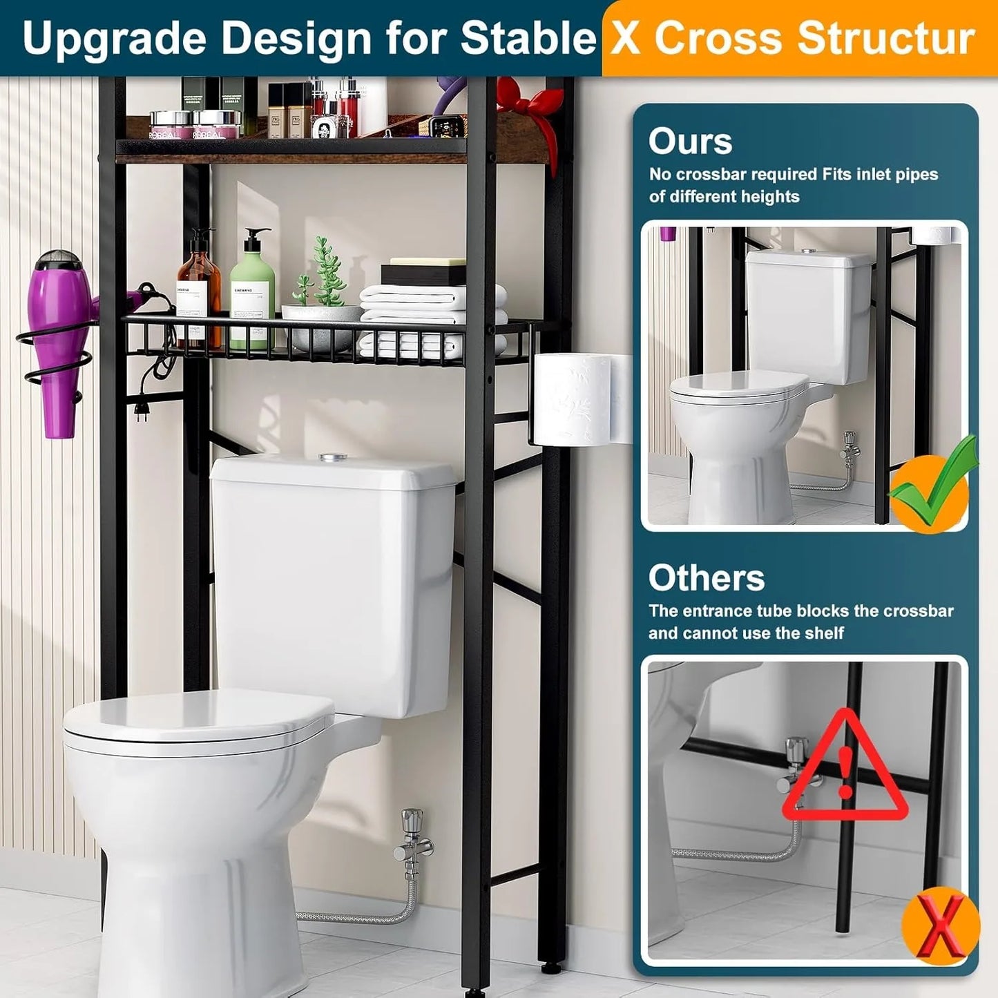 Over The Toilet Storage Cabinet, 4 Tier Bathroom Organizers