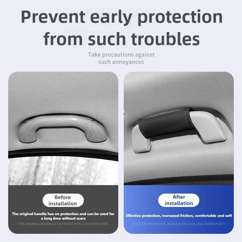 Car Roof Armrest Decoration Soft Leather Cover Pull Handle Gloves Protection Ceiling Handle Protective Car Interior good 2026