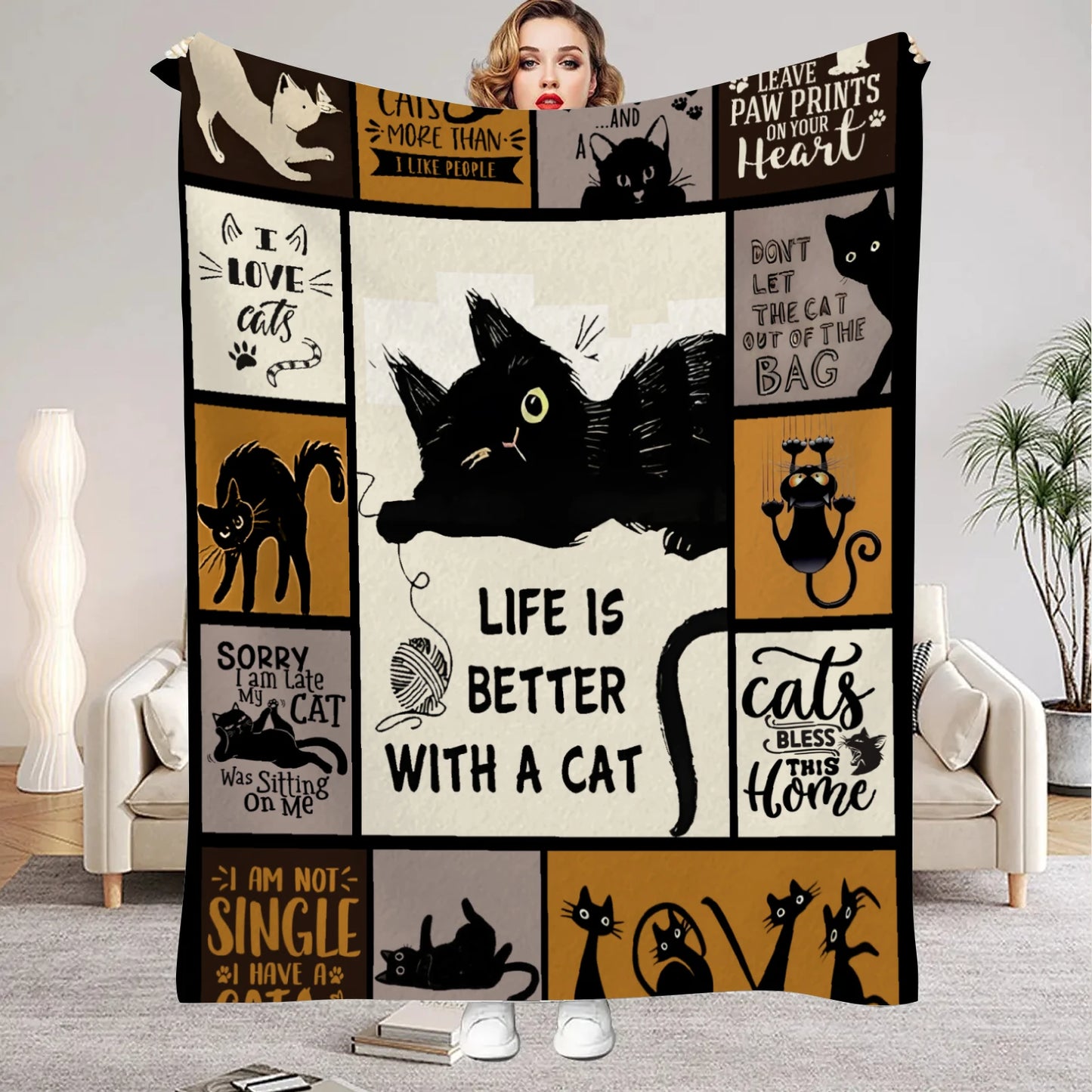 Cat 3D Print Flannel Blanket For Luxurious Home Decor