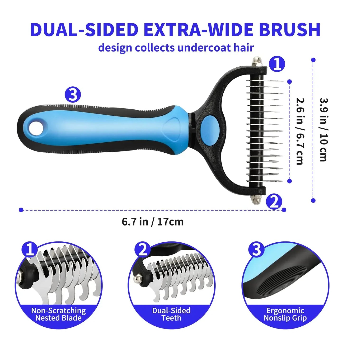 Professional Stainless Steel Pet Deshedding Grooming Brush