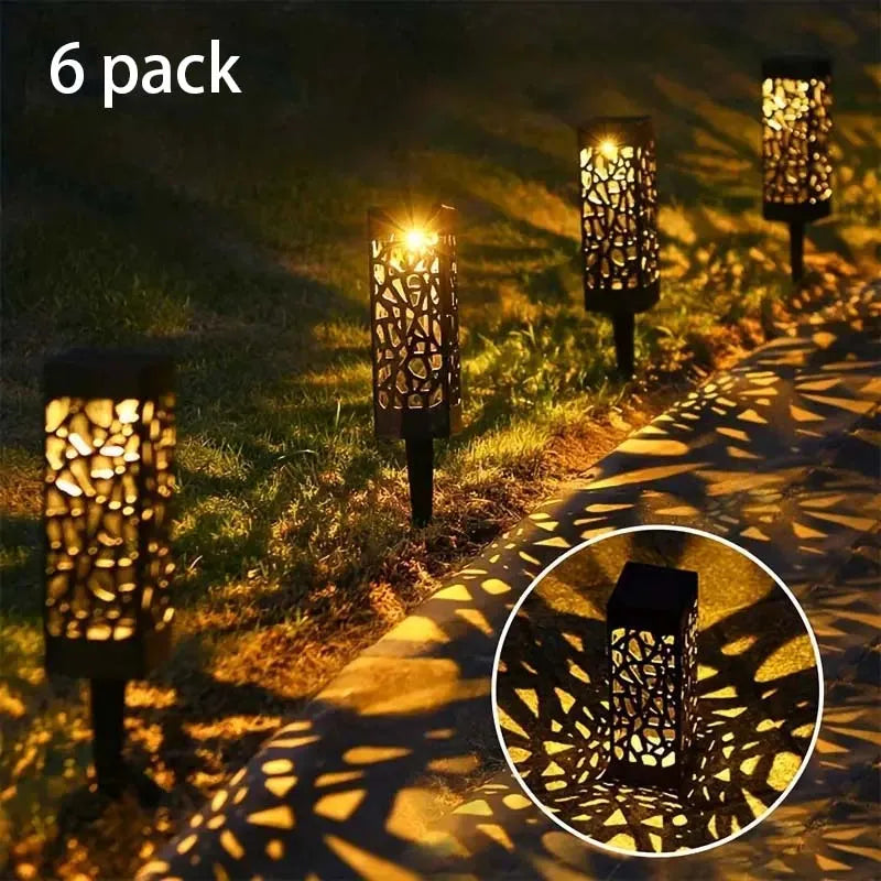 Solar Powered LED Garden Stake Lights Set for Outdoors