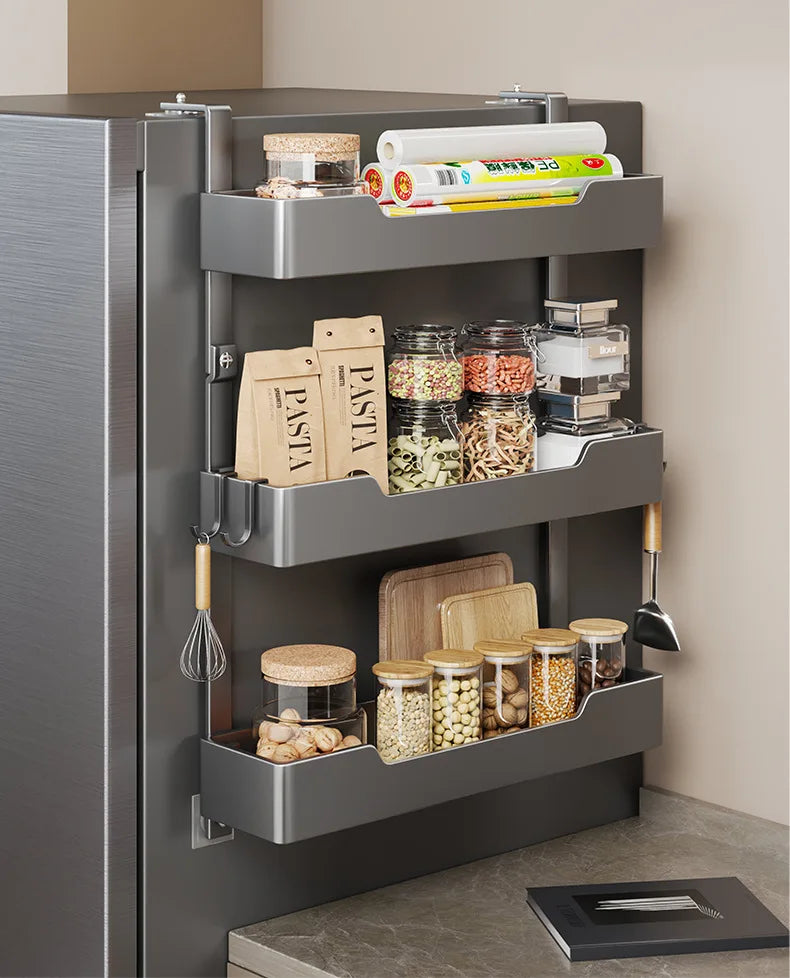 Refrigerator Side Storage Rack Kitchen Multi-function Storage Artifact Wall-mounted Multi-layer Seasoning Film Storage Rack